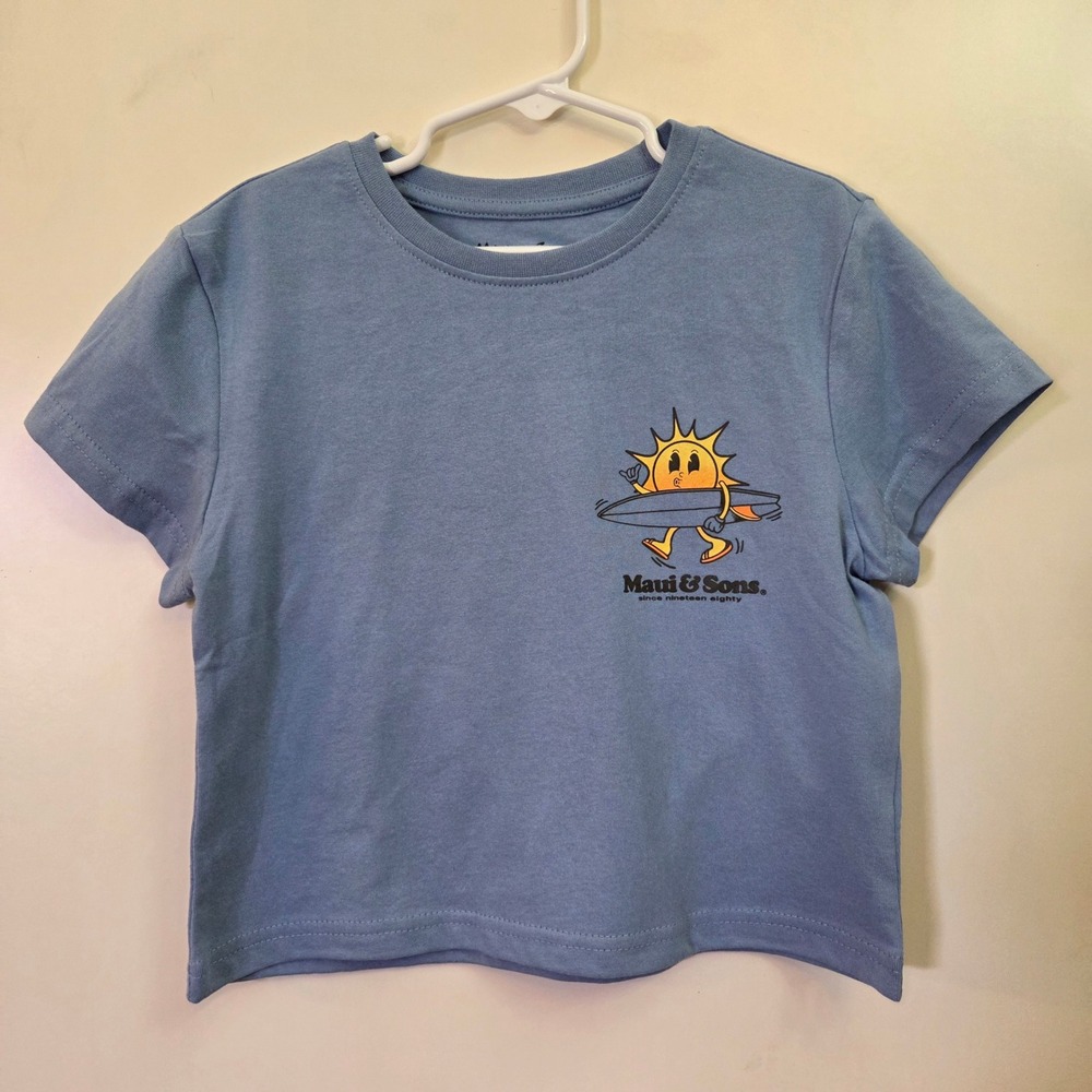 Maui and Sons Kids Blue Graphic T-Shirt Outside Is For Everyone Size L 10/12 NWT